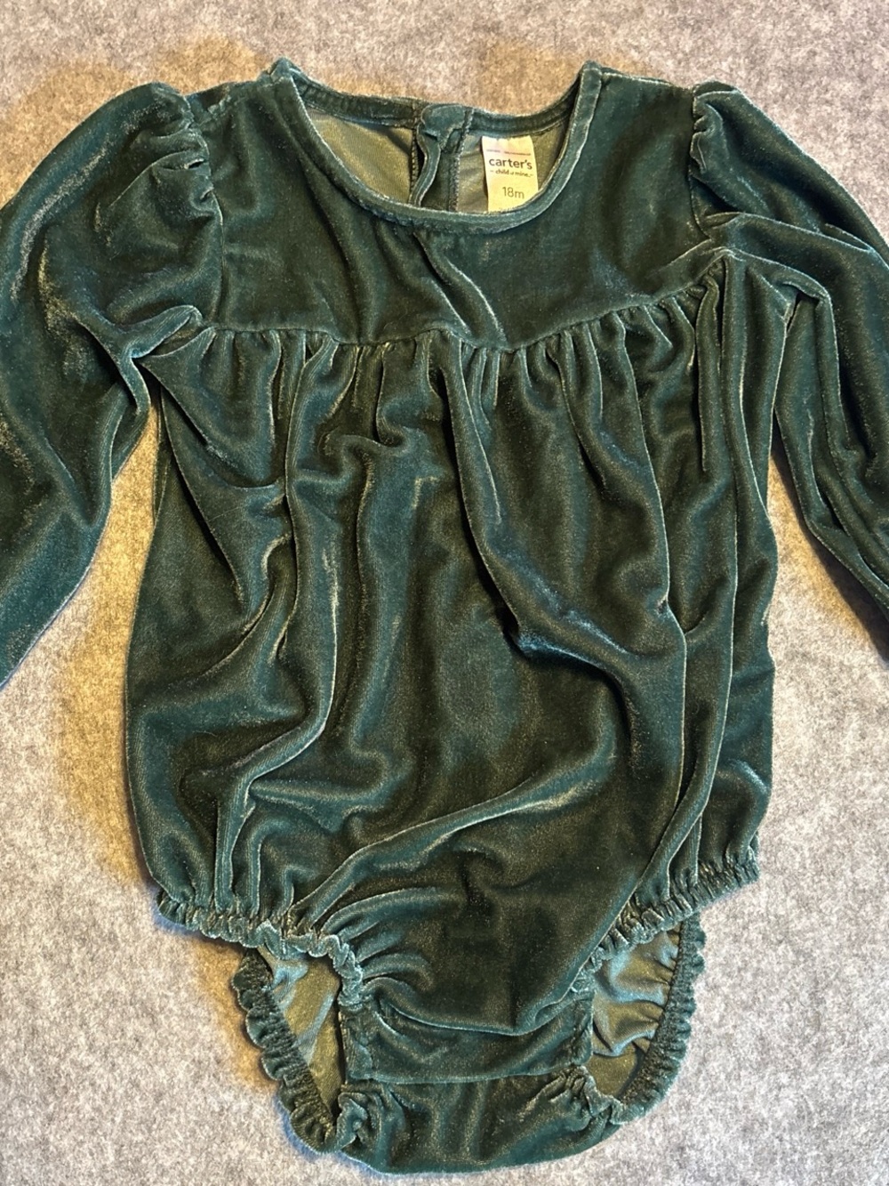 Carter's Dark Green Velvet Long-Sleeve Baby Bodysuit